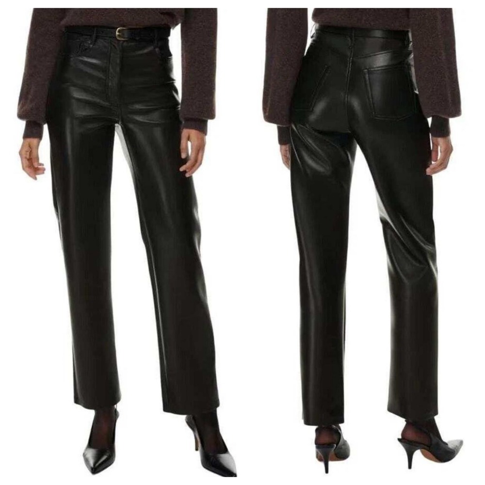 Wilfred Melina Pants Black Vegan Leather High‎ Rise Straight Leg Size 6